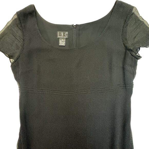 INC Concepts Sheer Sleeve Scoop Neck Lined Silk Sheath Maxi Dress Black Women 8 - Picture 6 of 10